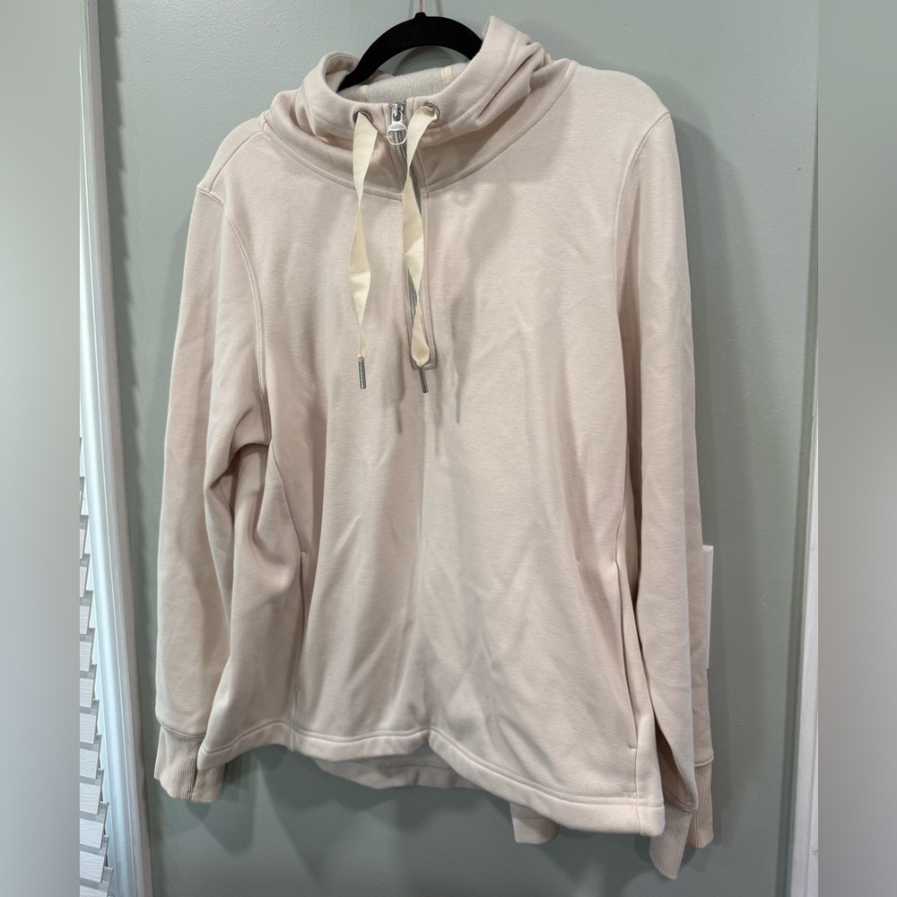 Athleta Women’s Lightweight Pullover Hoodie in Light Beige